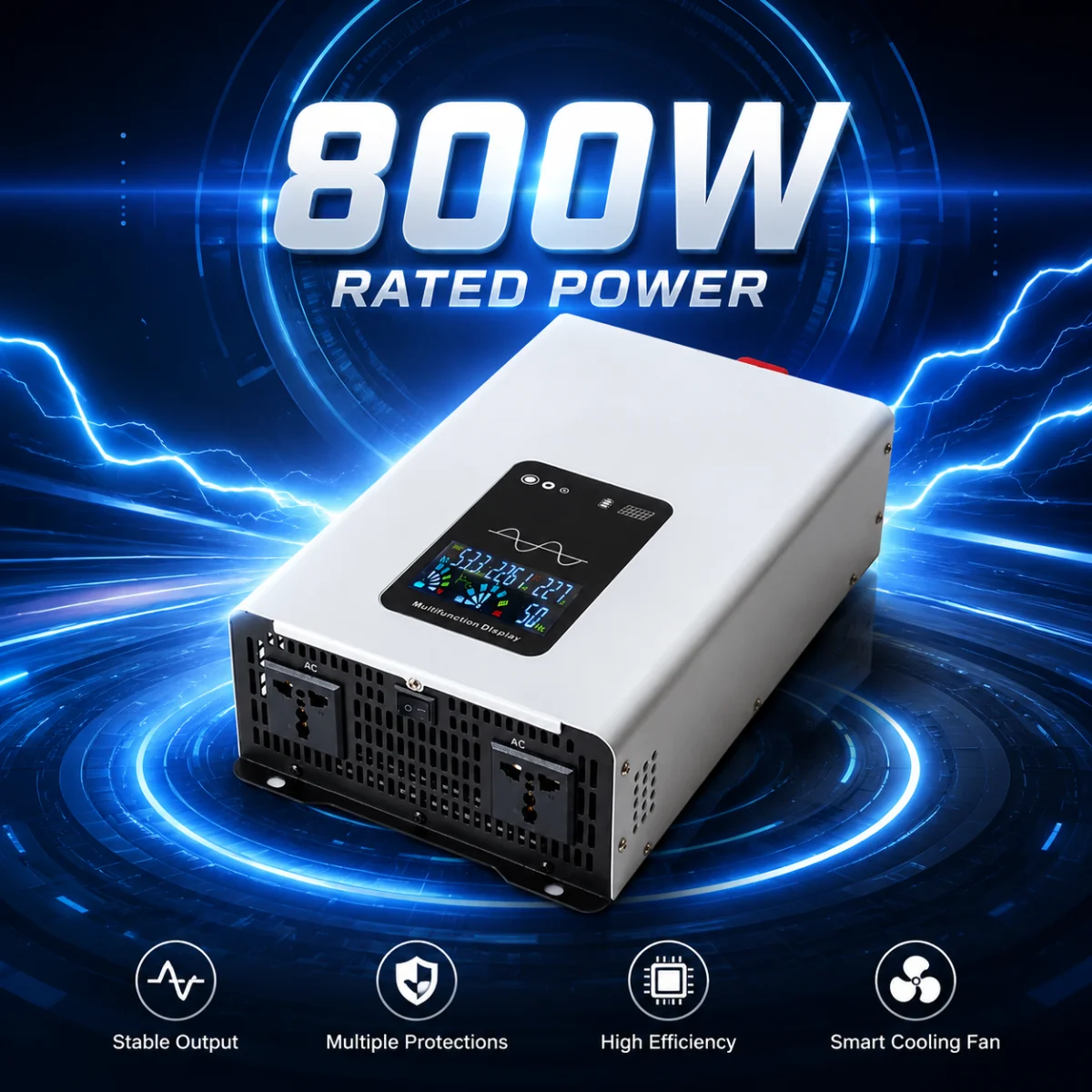 

1600W/ 2600WPure Sine Wave Inverter 12V to 110V/220V with LCD Display US Socket for Car RV Camping - Power Converter