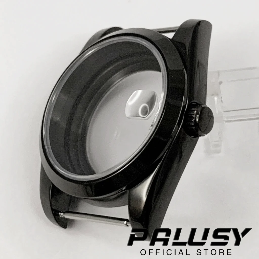 36MM/40MM NH35 Black Fluted Curved Watch Case Sapphire Glass For NH34 NH35 NH36 PT5000 ETA 2824 Miyota 8215  Movement