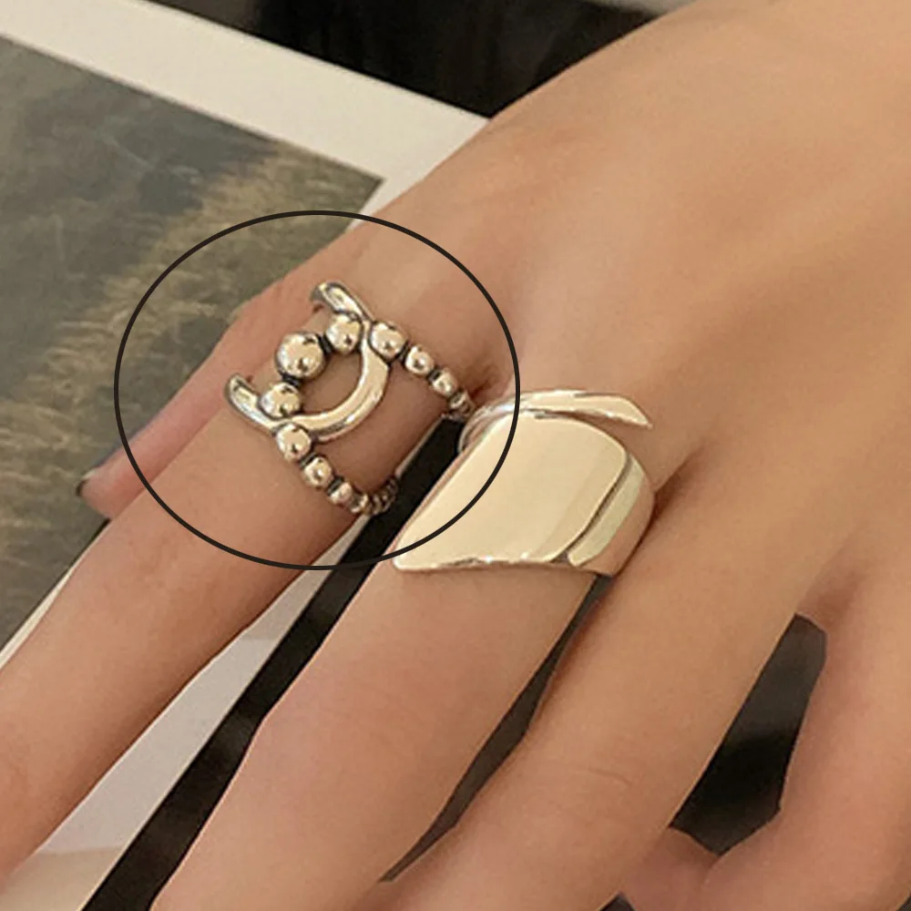 Women's 925 Sterling Silver Irregular Wide Smooth Ring