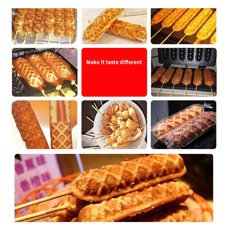 4pcs Gas Crispy Hot Dog Sausage Waffle Maker Machine Lolly Waffle Stick Making Machine