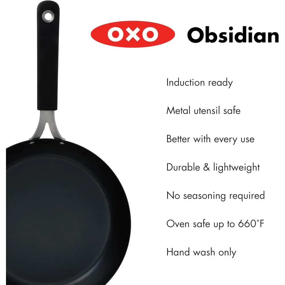 

8-Inch Carbon Steel Frying Pan with Removable Handle - Induction Compatible, Oven Safe to 660°F, Perfect for Home Chefs
