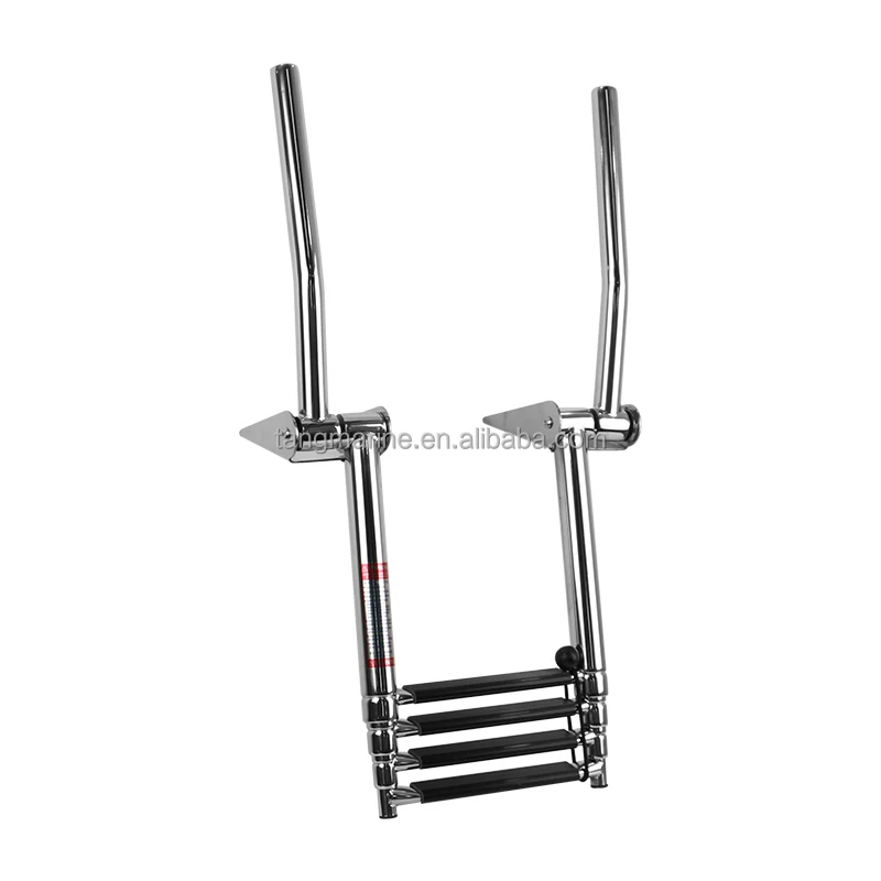 304 / 316 Stainless Steel Fold Down Boat Ladder 3 Step 4 Step Retractable Marine Boarding Ladder Hardware for Yacht Fishing Boat