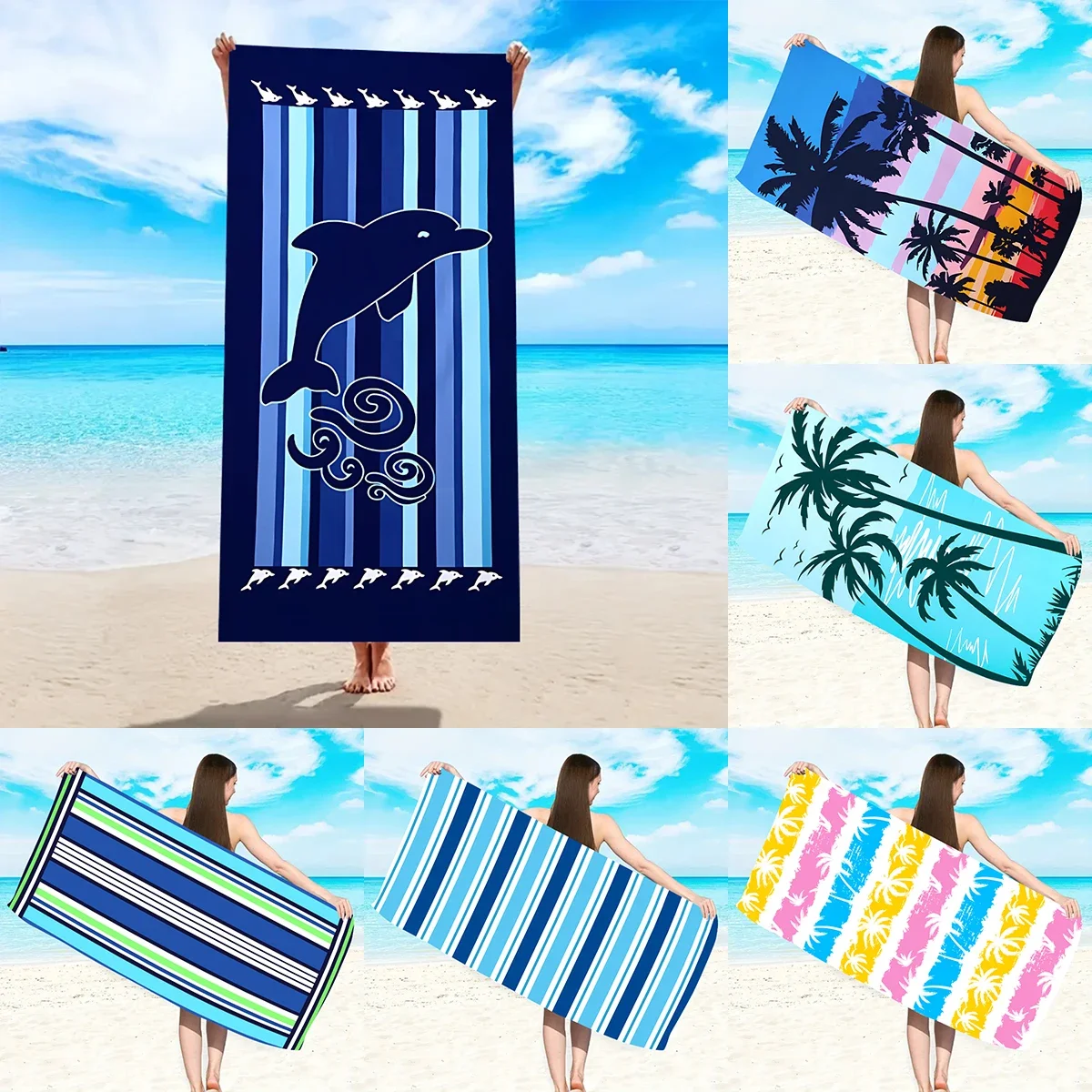 

1pc Ultra fine fiber beach towel, suitable for swimming, camping, vacation, yoga, multifunctional towel, swimming beach towel