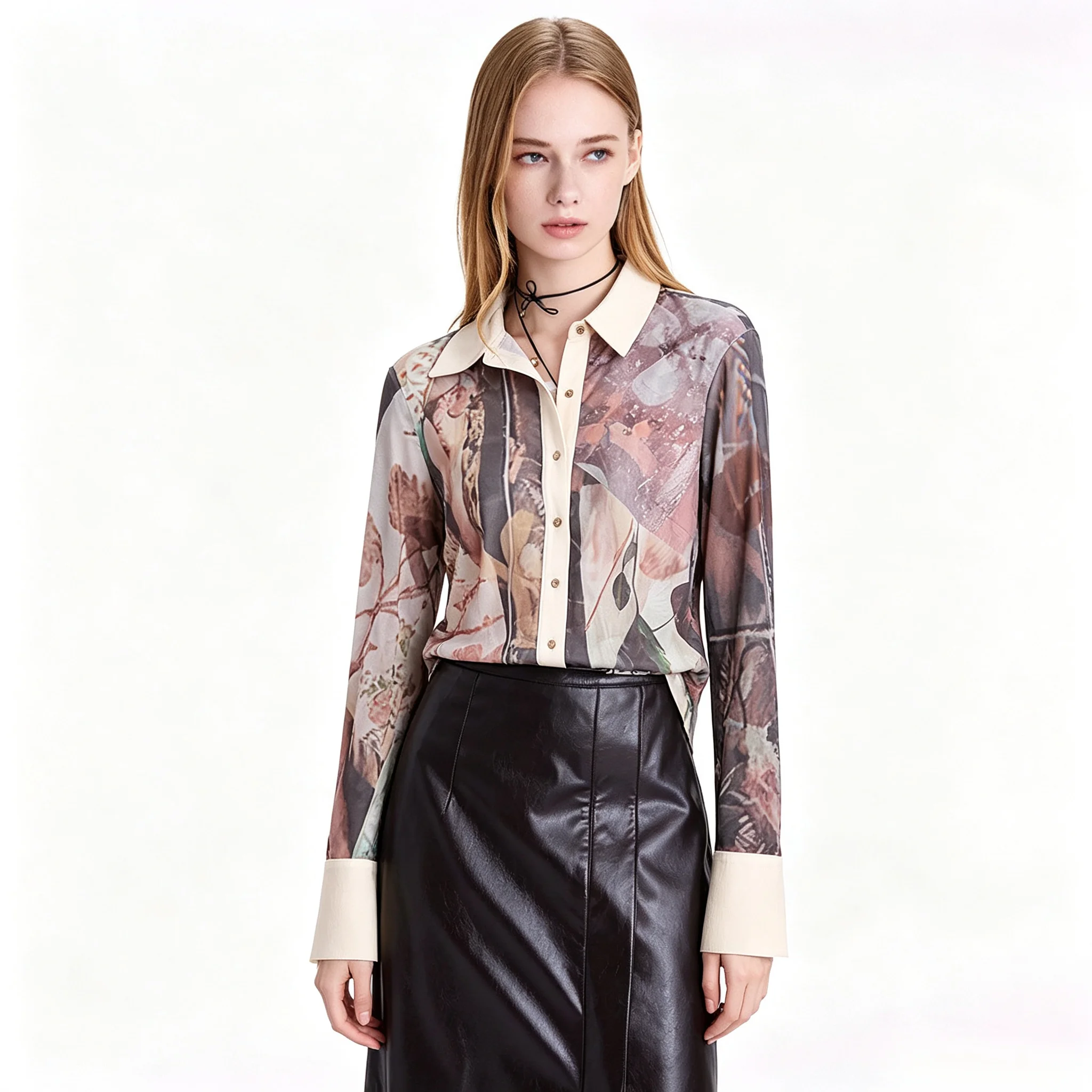 2026 European and American Spain Original Single Women's Shirt Loose Printed Embroidered Long Sleeve Thin Shirt New Product