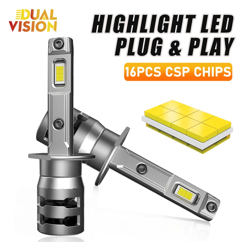 H1 LED Car Headlight bulb 1:1 Mini Size Headlamp H1 High Power Lamps Super Bright Plug and Play led Cars Headlight Bulbs 6000K