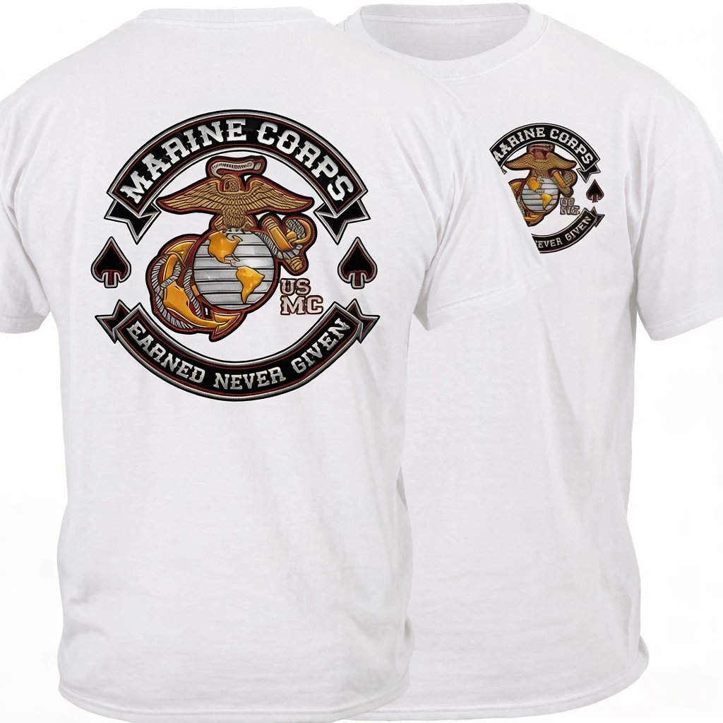 US Marine Corps Eagle Globe Anchor Badge Motto T Shirt. High Quality Cotton, Large Sizes, Breathable Top, Loose Casual T-shirt