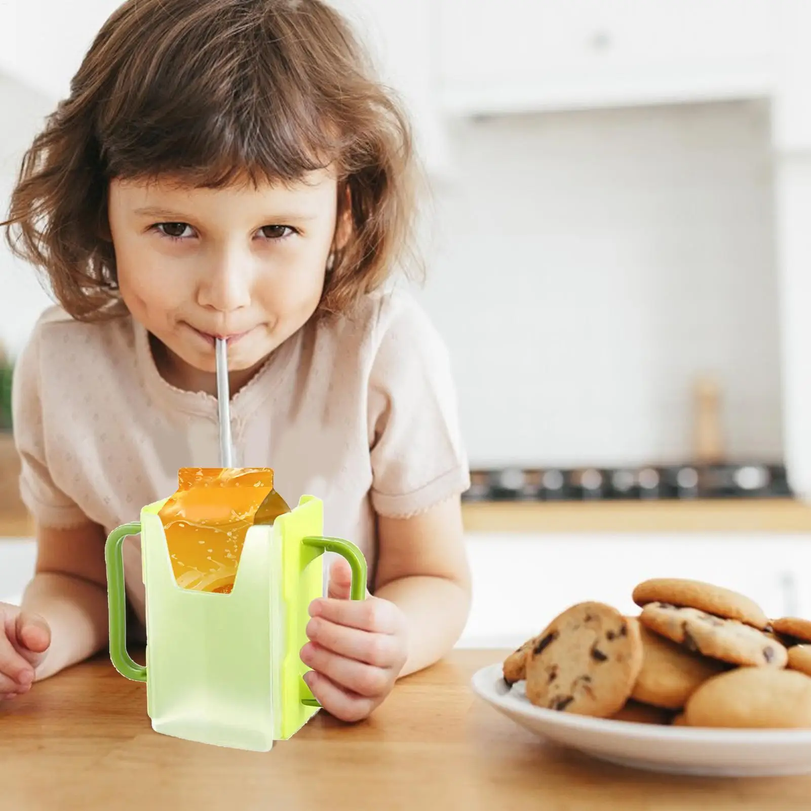 Milk Box Holder Infant Anti-Spill Cup Holder Bottle Cup Milk Holder Adjustable Safety Plastic Baby Toddler Juice Box Drinking