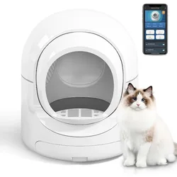 Lettiera per gatti autopulente di grande capacità lettiera per gatti intelligente controllo APP rimozione degli odori protezione di sicurezza per gatti multipli