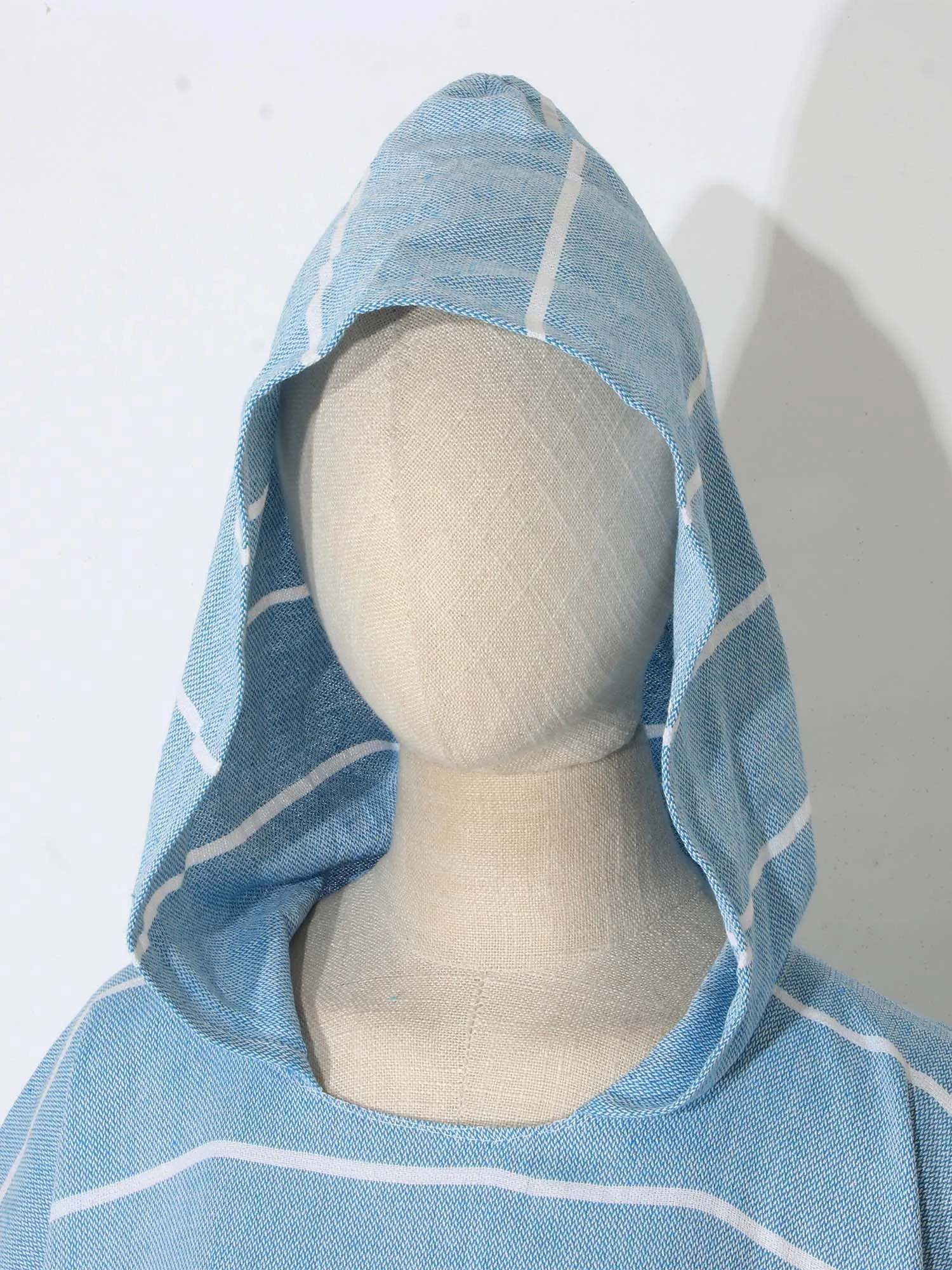 Adults Turkish Towel Robe Cape Striped Hooded Pocket with Braided String Hem for Travel Vacation Swimming Hot Spring Surfing