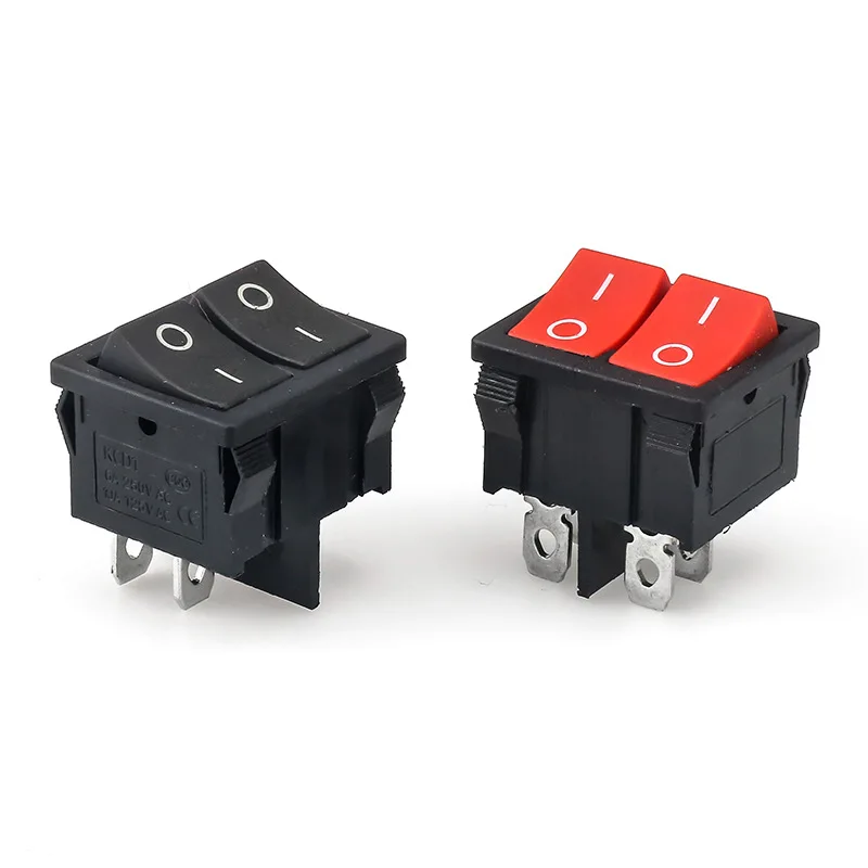 Ship type switch KCD5 with light led double boat type square power switch 4 pin two or three gear warping plate double cover but