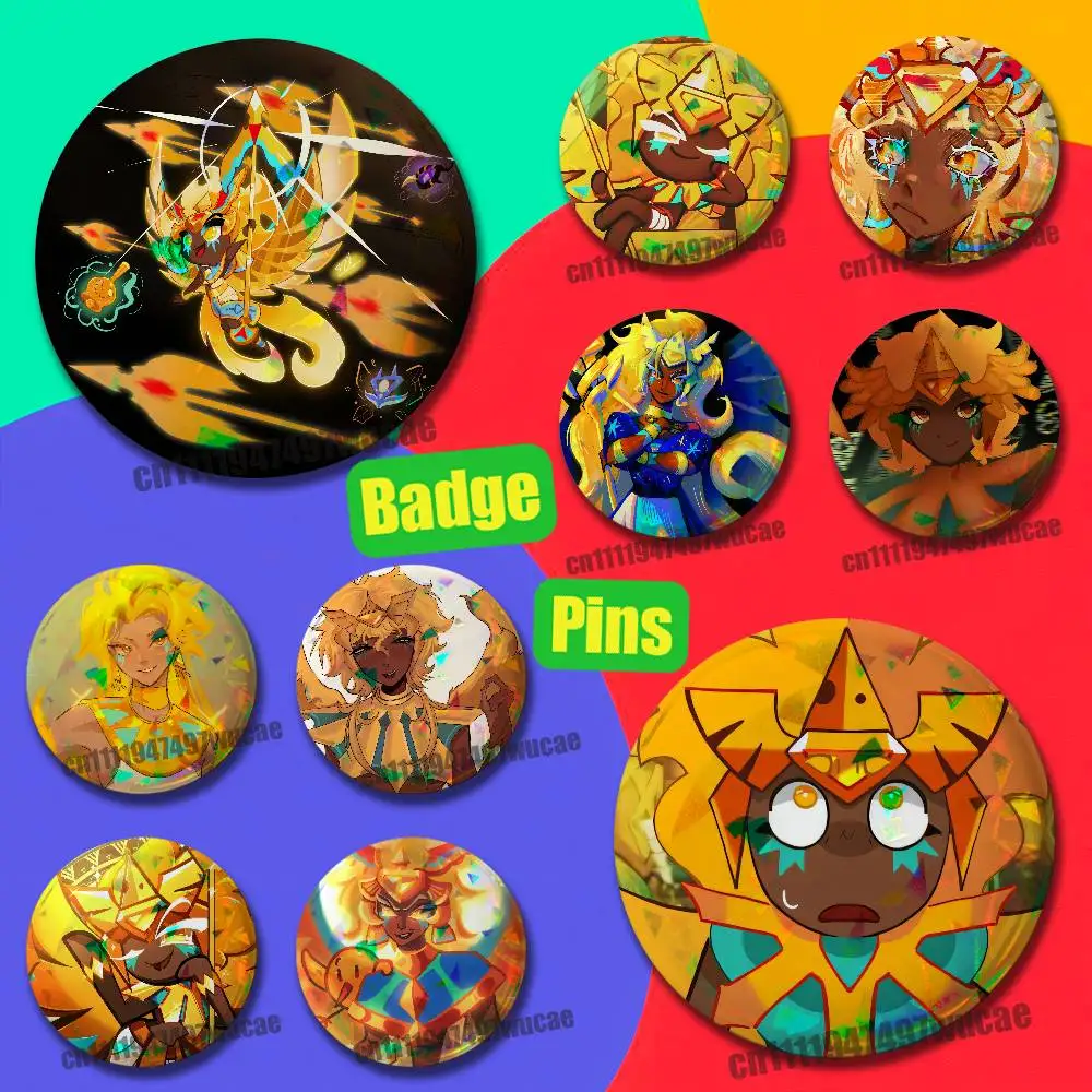 For DIY Pin Insignia Badge Round Souvenir Brooch Button Laser Cover Golden Cheese Cookie Emblem Case