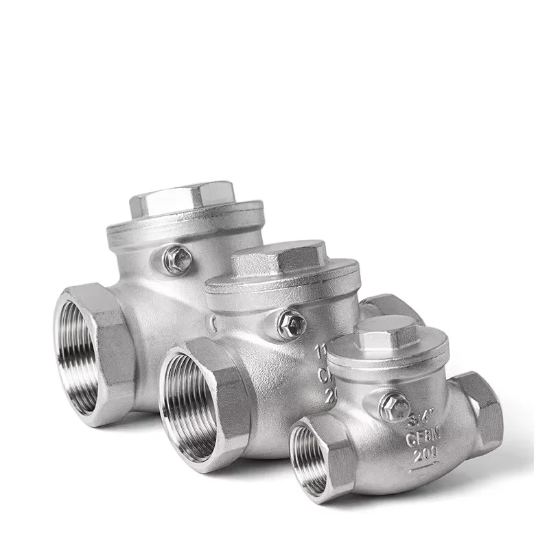 

304 stainless steel swing check valve H14W horizontal threaded one-way valve Water pipe check valve 4 points 6 points DN50
