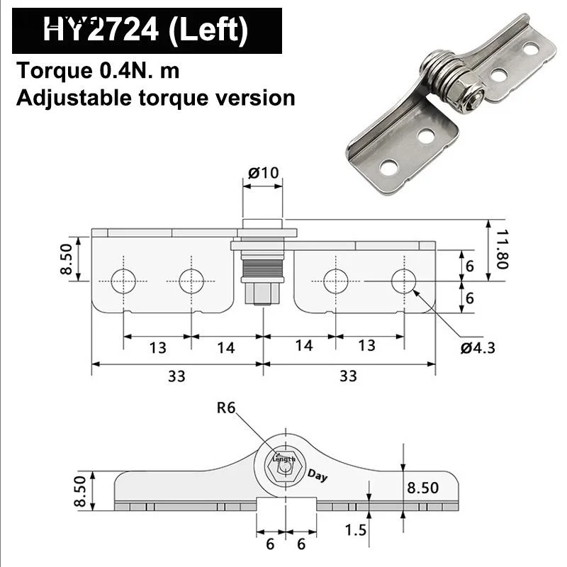 (YY)1Pc 304 Stainless Steel Damping Hinge Any Stop Any Stop Hinge Torque Adjustable Pivot For Equipment Connection