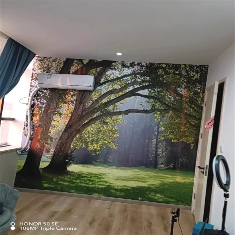 Papier peint personnalisé avec paysage de forêt naturelle, papier peint artistique pour fond de télévision, autocollant personnalisé pour salon et chambre à coucher