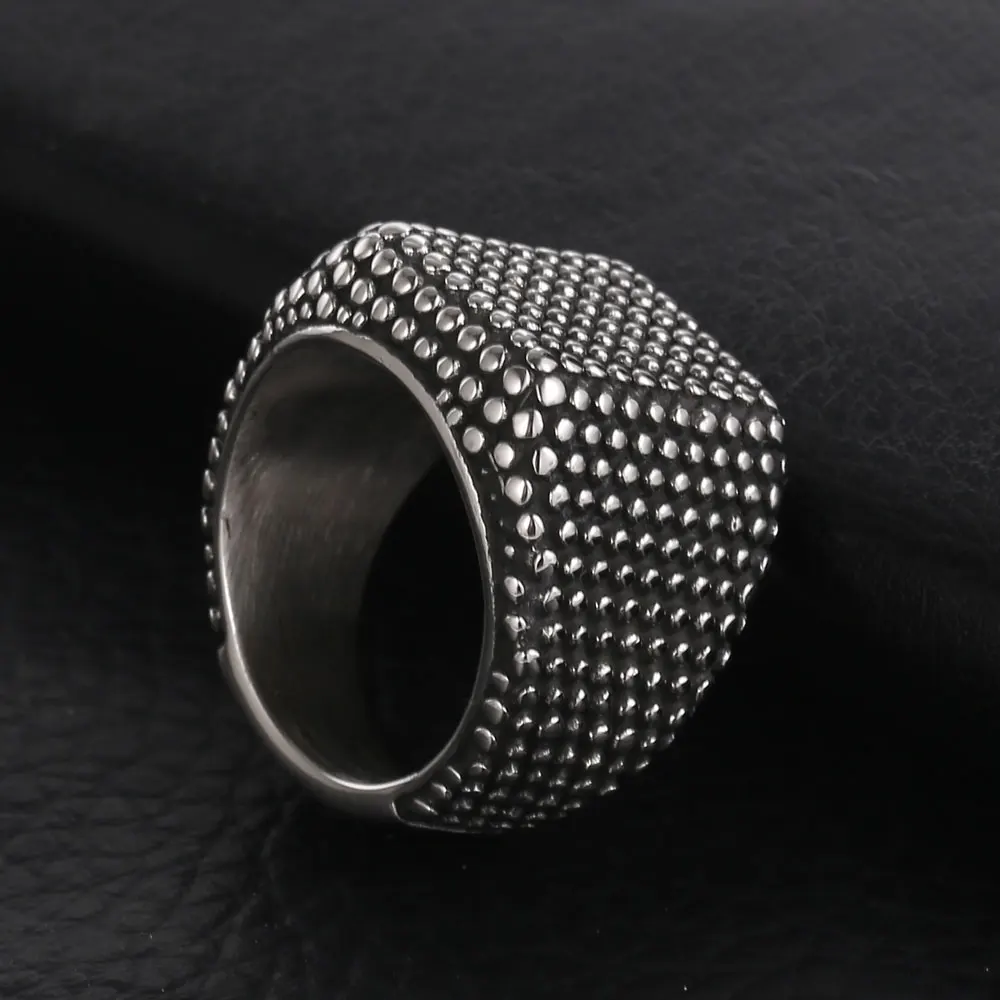 1Pcs European and American Style Stainless Steel Men's Rivet Ring, Punk Personality Trendy Hip-Hop Ring