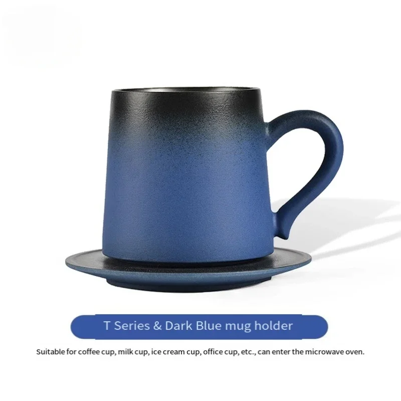 Dark blue cup for boyfriend, ceramic water cup, mug for boys' office, mug for hanging ears, coffee cup.