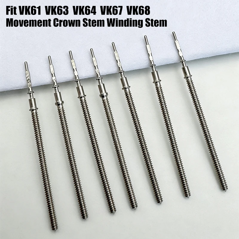 VK61 VK63 Steel Crown Stem Watch Winding Stem Fit VK61 VK63 VK64 VK67 VK68 Movement Winding Stem Repair Replacement Components