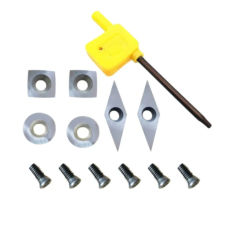 Carbide Cutter Inserts Set Woodturning Tools Replacement Cutter With Torx Screws For Wood Lathe Turning Tool Boring Bar