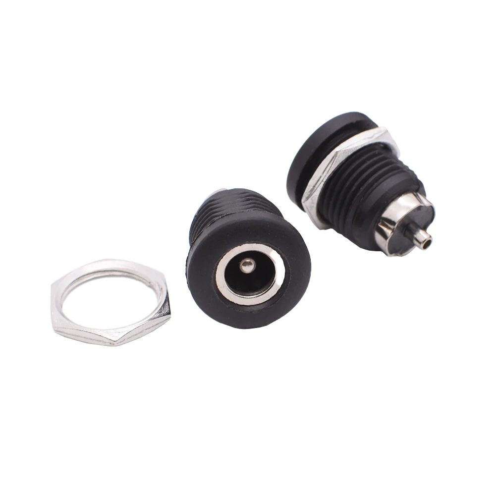 10PCS DC-022D Power Jack 5.5x2.5mm/5.5x2.1mm Female Panel Mount Connector, Dual Size Socket for High Current Charging (12V/5A)