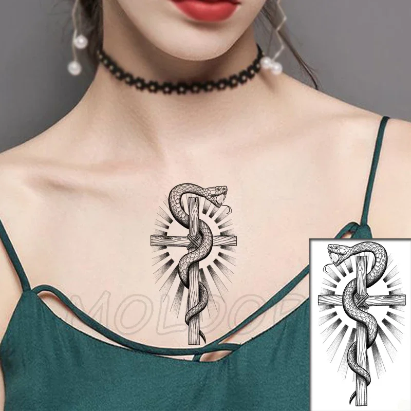 

Snake Cross Skull Anime Waterproof Temporary Tattoo Sticker Tattoo Small Size Tatto Flash Tatoo Fake Tattoo for Man Girl Women