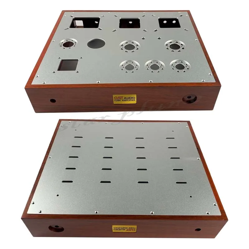 Mahogany Shell Tube Machine/Preamp/Class A Power Amplifier Chassis（400*340*70）DIY Chassis Shell Solid Wood Box Custom