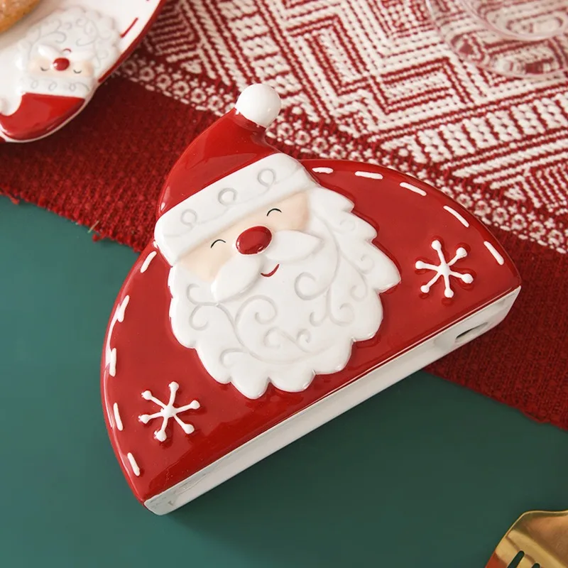 Santa Claus Napkin Holder Nordic Creative Ceramic Relief Christmas Tissue Holder Home Kitchen Dining Bar Decoration Xmas Gift