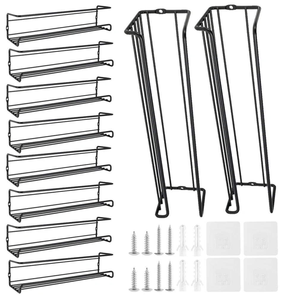 

10PCS/2PCS Spice Rack Organiser Spice Shelf Storage Racks Wall Mounted for Kitchen Cabinet Door with Adhesive Sticker and Screws