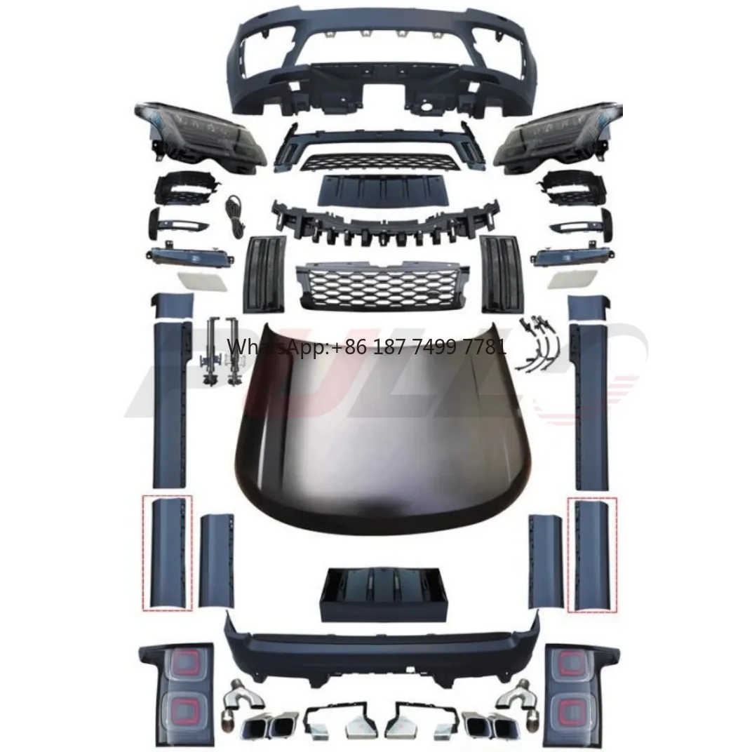 

High Quality Car Bumpers for Range Rover Vogue 2013-2017 Modified to 2018 SVO Style Hood Auto Lamps Bumpers Grille Side Skirts