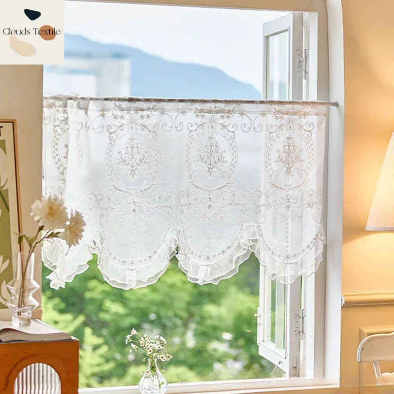 American Sense Gauze Curtain Arch Curtain Lace Bedroom Floating Window Cabinet Blocking Door Curtain Living Room Short Curtains