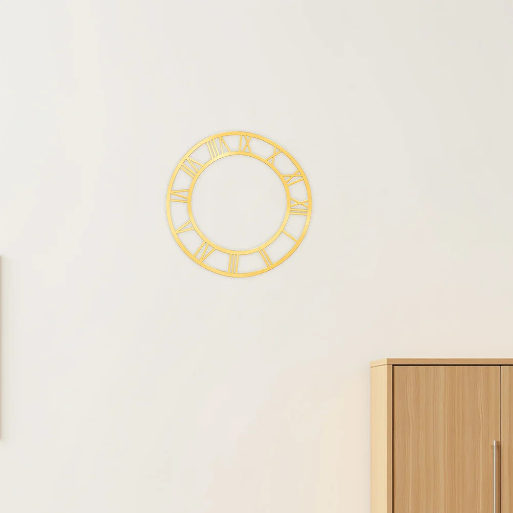 

2Pcs Round Roman Numeral Acrylic Mirror Wall Clock Stickers Self-Adhesive Decorative Panel Decals Living Room Hotel Entryway DIY