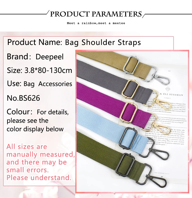 Deepeel 3.8cm New Canvas Solid Color Strap Handbag Crossbody Replacement Shoulder Straps Adjustable Women's Bag Accessories