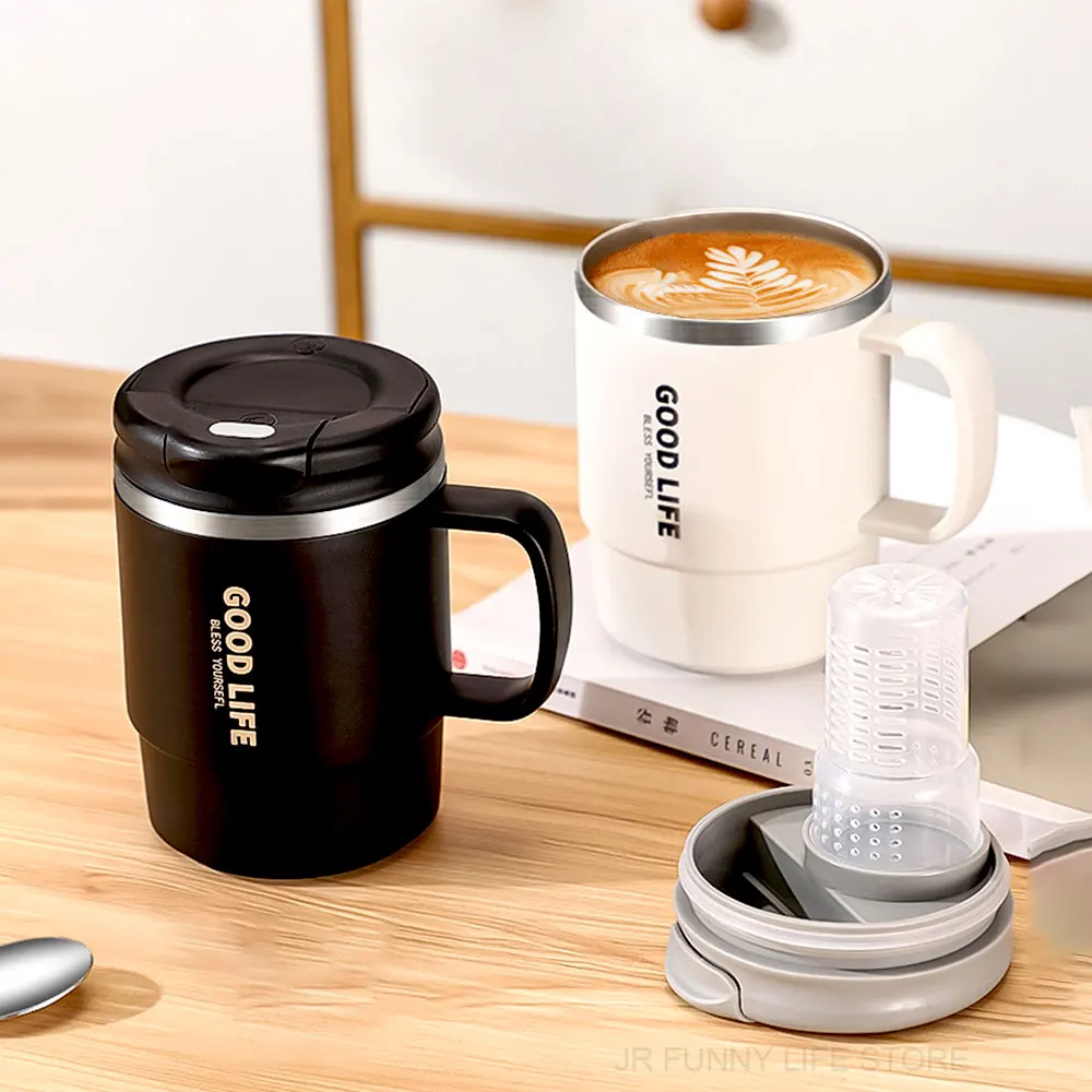 550ML Coffee Mug 304 Stainless Steel Thermal Cup With Tea Strainer And Lid Tea Cup Water Bottle For Gifts Drinkware