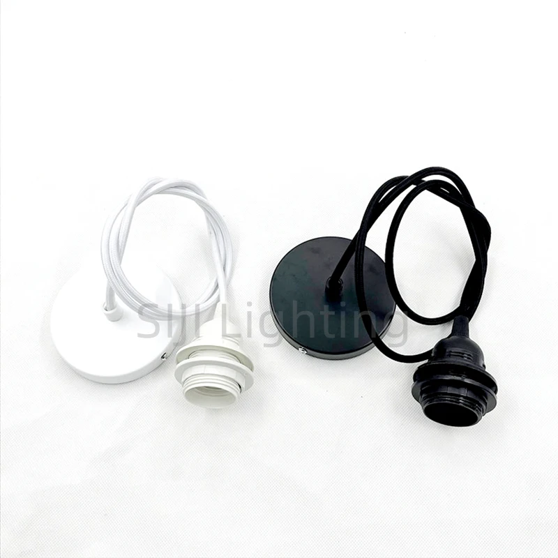 E27 Socket Lamp Holder Metal Lamp Base Ceiling Plate With Braided Wire Iron Ceiling Canopy with Cord Ceiling Rose Ceiling Lamp