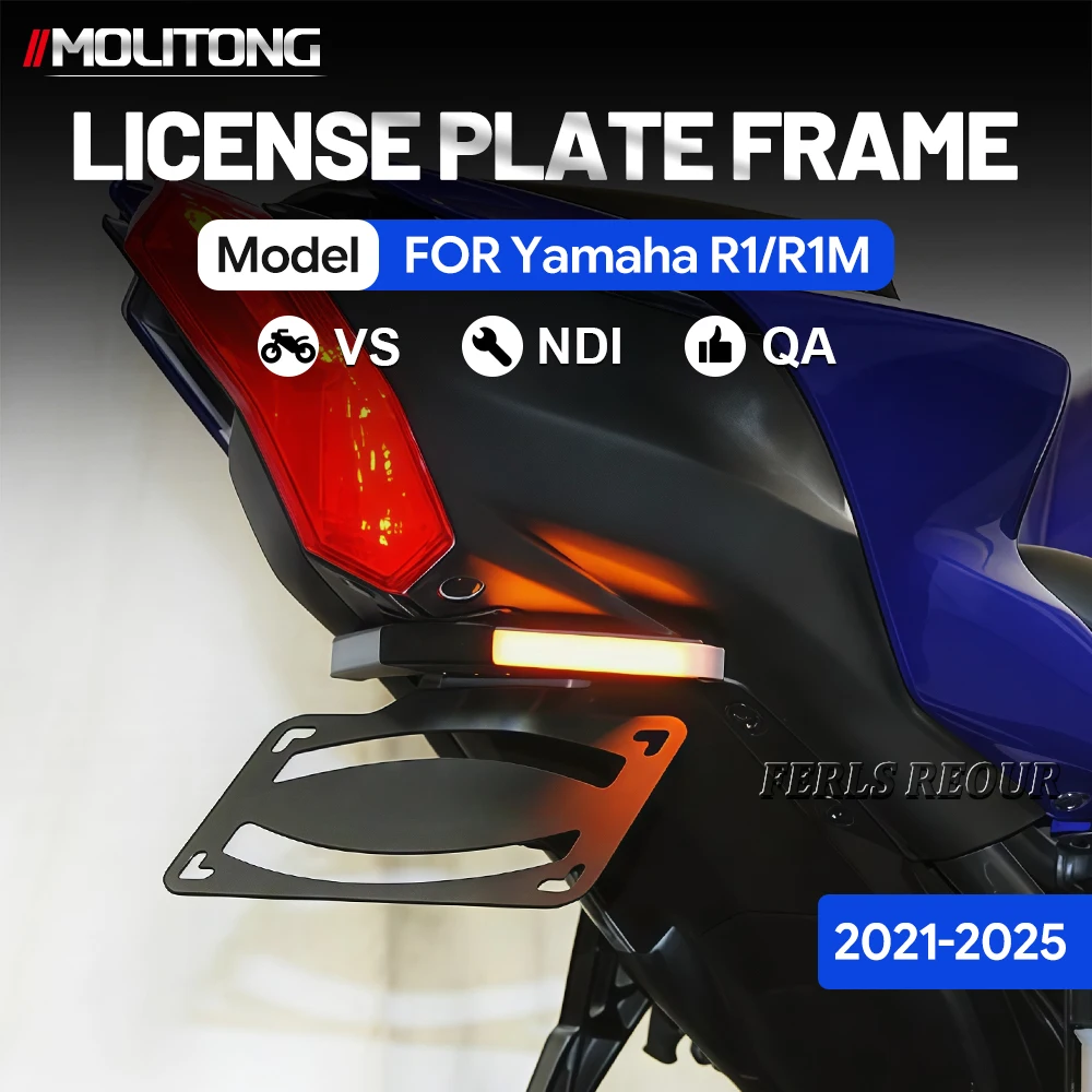 Folding integrated short taillight and turn signal multi-functional license plate holder for Yamaha R1/R1M (2021, 2022, 2023)