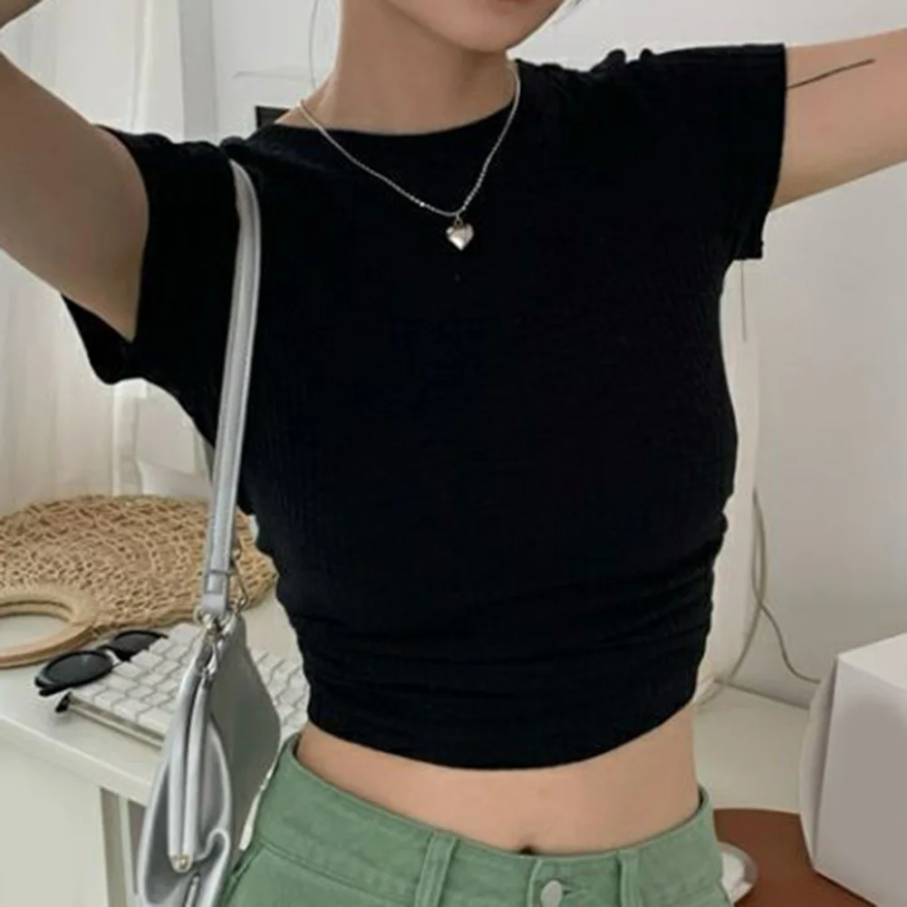 

Casual Women's Top Backless Short Sleeves Casual Occasions Black All Seasons Casual Wear Fashion All Seasons Wear