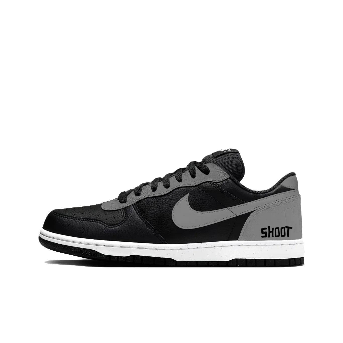 Nike Big Silent Moon Abrasion Resistant Breathable Low top Skateboard Shoes Men's Black Gray 355152-106（Team1515-）