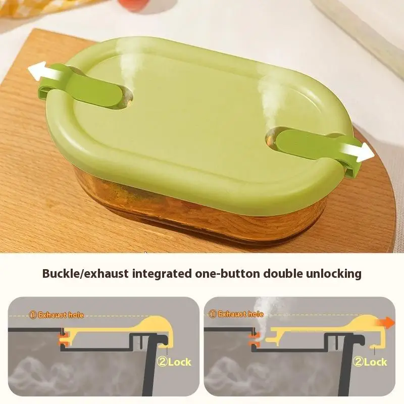 Microwave Glass Lunch Box For Office Workers Separated Heat-resistant Lunch Box Bowl Sealed And Kept Fresh With Lid
