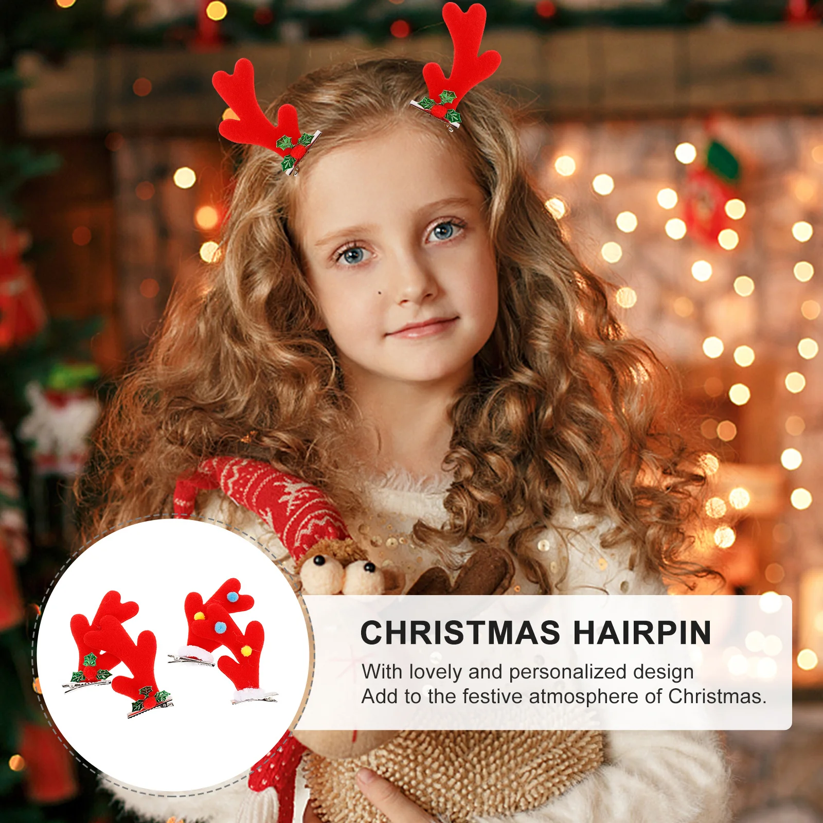 

4 шт. заколки для волос в форме рога оленя, заколки для волос, отличное качество изготовления, милый характерный стиль для танцевальной вечеринки