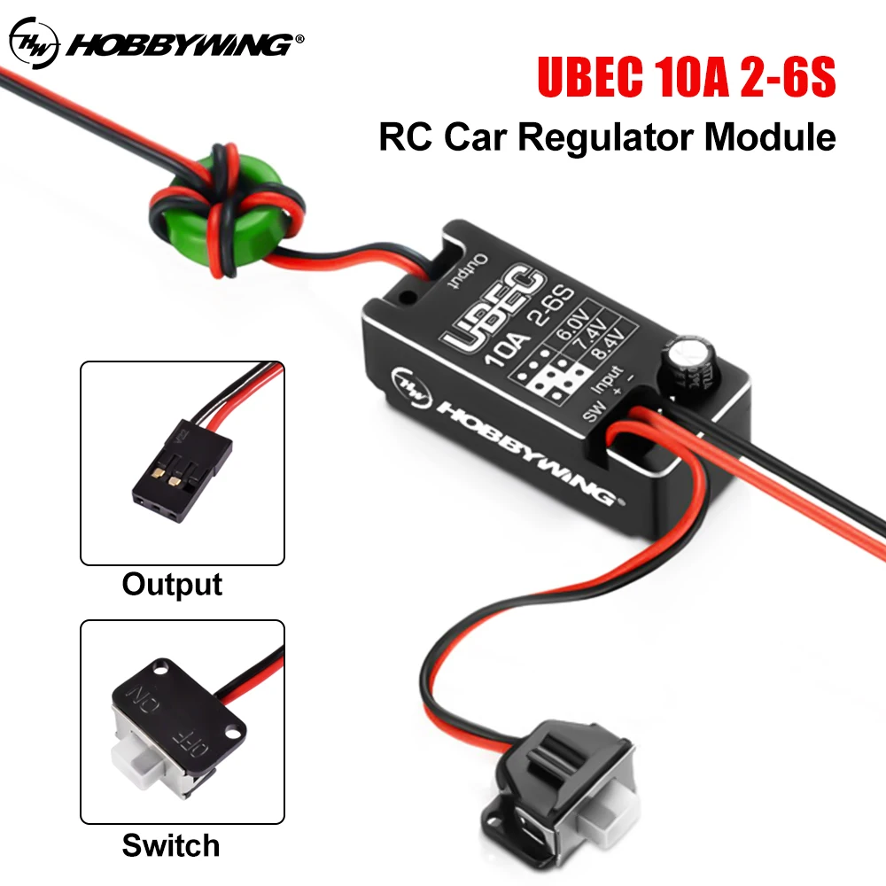 Hobbywing UBEC 10A Car Regulator Module IP67 2-6S 6/7.4/8.4V For RC Crawlers Trucks Car