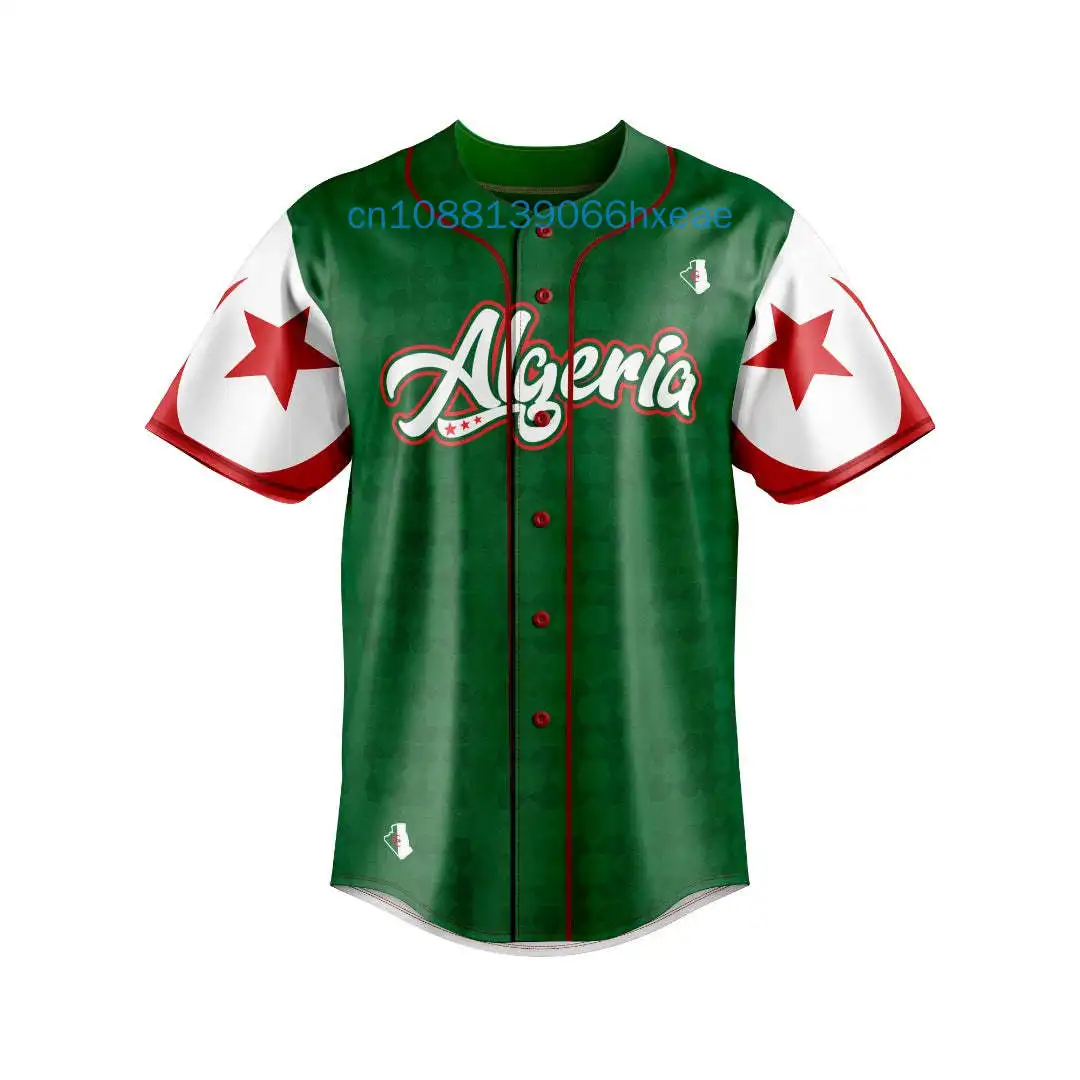 

2025 Summer New Customized Name Algeria Baseball Jersey 3D Printed Men's and Women's Casual Fashion Street Baseball Shirt