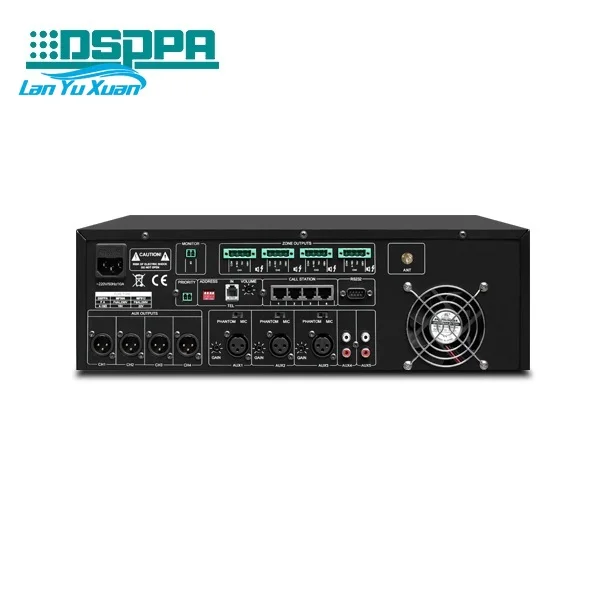 DSPPA Public Address System 4x4 BT Remote Paging Matrix Mixer Amplifier 4 Channels 4x60W/120W Outdoor Use Professional