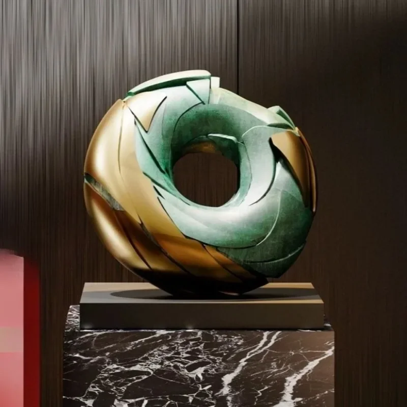 Creative Modern Art Sculptures Concentric Circle Shape Statue Minimalist Stereo Figurine Living Room Entrance Floor Decor Orname