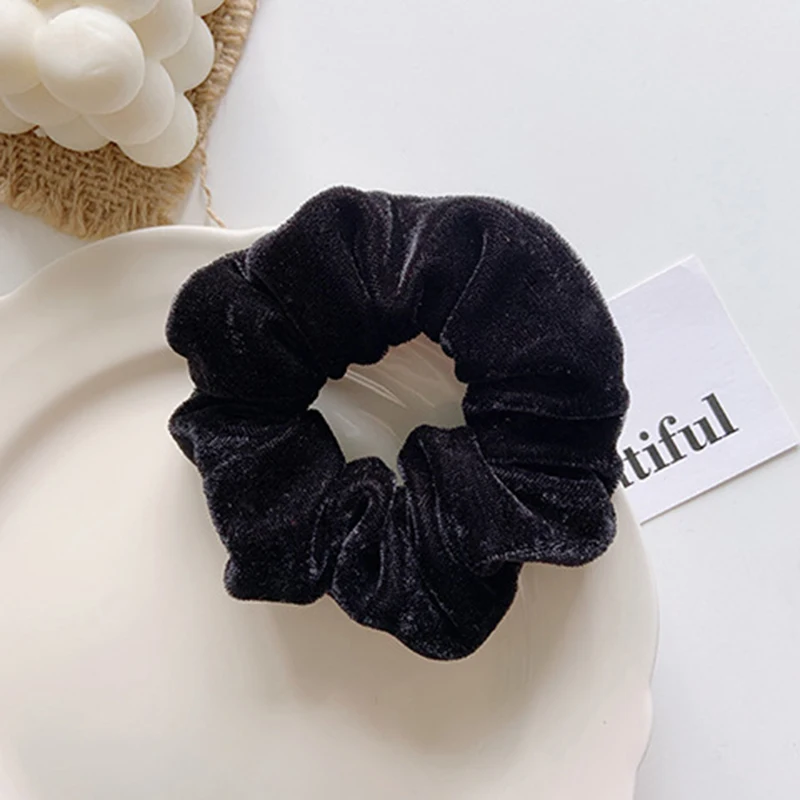 Autumn and winter Woman Elegant Velvet Elastics Hair Band Candy Color Scrunchies Hair Ties Ladies Ponytail Hold Hair Accessories