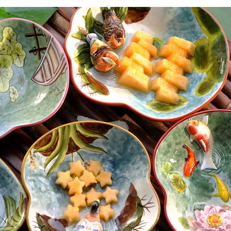 

Пасторальный керамический чайный столик, десертный настольный органайзер