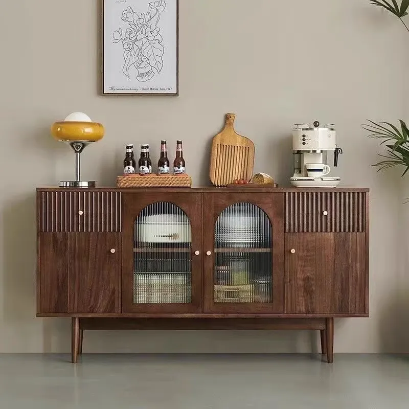 

Тумба-буфет из массива дерева с интегрированным чайным шкафом, многофункциональный кухонный шкаф, простой приставной шкафчик