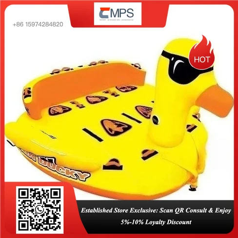 5 person Most Durable Water Towable Boat Inflatable Yellow Duck Boat Floating Couch Water Sofa Water Ski Boat