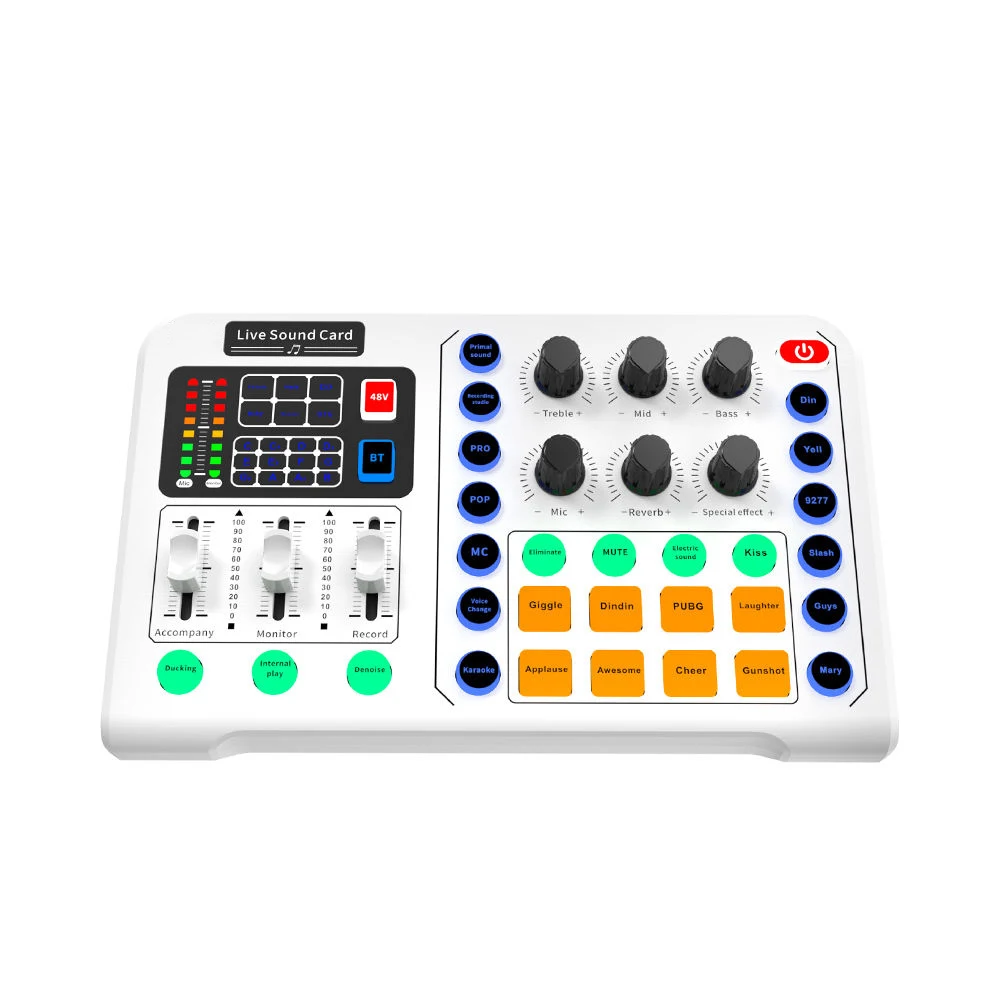 Live Broadcast Sound Card 48V Large Diaphragm Microphone Sound Effects Artifact Live Sound Card