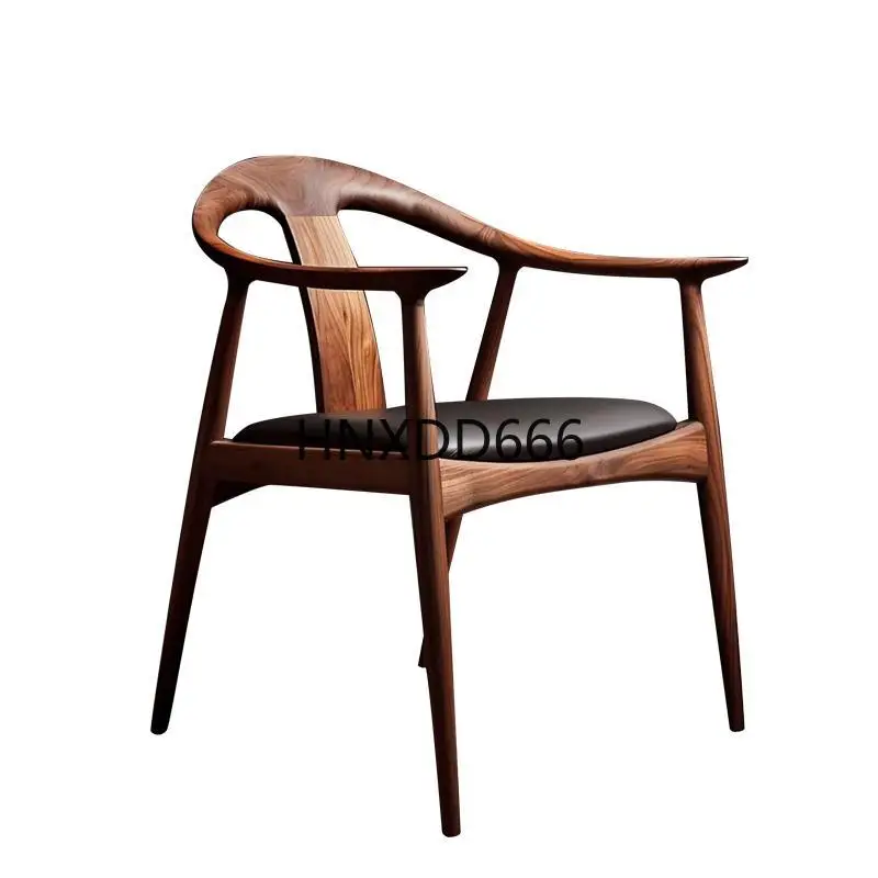 

New Chinese-style solid wood dining chair Modern simple high-end black walnut home dining table and chairs