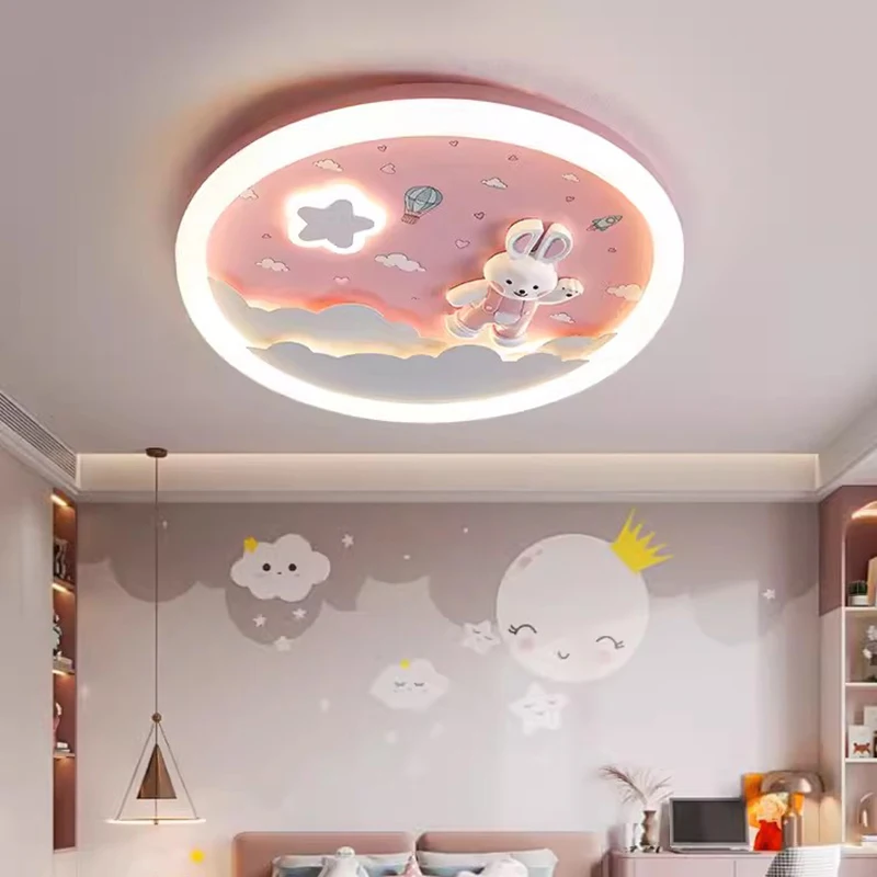 Resin Unicorn Lights Pink Rainbow Ceiling Lamp for Kids Children Baby Girl Boy Nursery Room Lighting Fixtures Astronaut Airplane