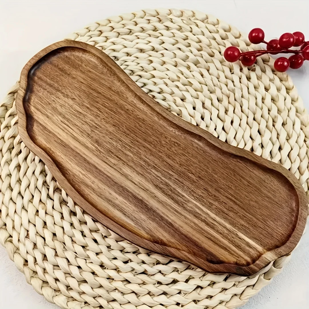 Bandeja de madera hecha a mano para servir, ligera, tabla de queso y regalos navideños, accesorio de cocina para todas las estaciones, bandeja de madera duradera